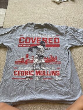 Cedric Mullins Graphic T-Shirt - Gray with Red Print